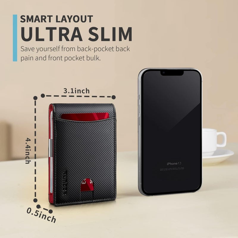 RUNBOX Slim Novelty Wallets for Men RFID Blocking 11 Card Holder Minimalist Small Leather Bifold Men's Front Pocket Wallet Gift Box - Image 3